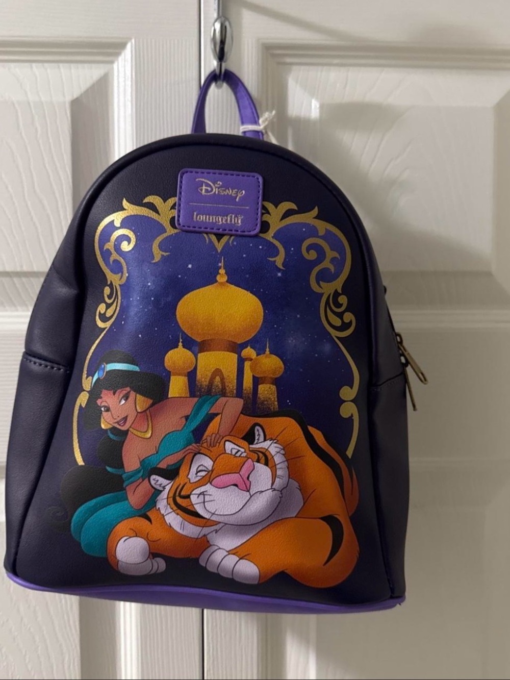COLLECTABLE Loungefly Purple Jasmine & Rajah Mini Backpack with Gold Palace Art